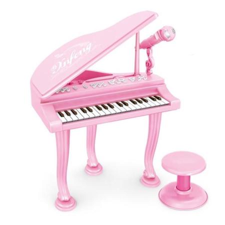 Piano Infantil Rosa Menina Musical Microfone Teclado em Promoção