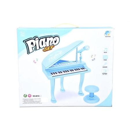 PIANO INFANTIL SINFONIA TECLADO ESTILO PROFISSIONAL TECLADO MICROFONE  KARAOKE MP3 MENINO AZUL