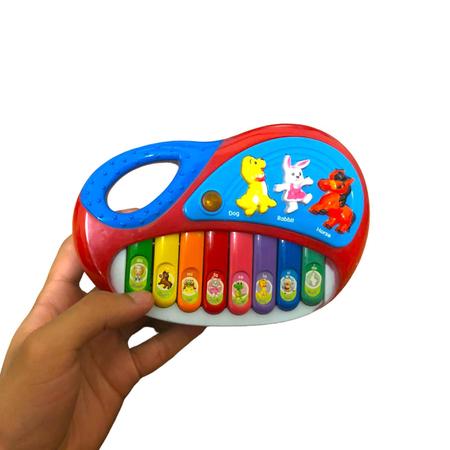 Piano Musical Animal Azul Brinquedo Sonoro InfantilBrinquedosBambalalão  Brinquedos Educativos