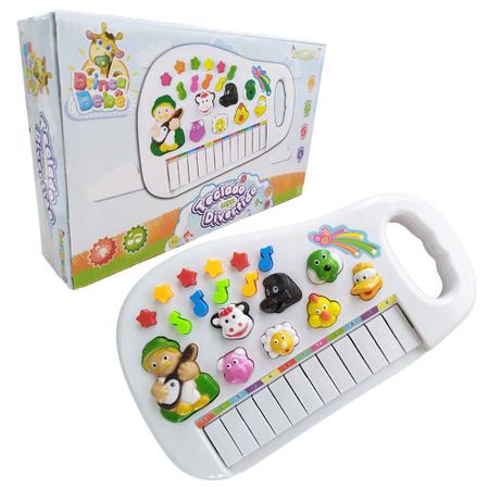 Pianinho Educativo Baby com Jogos e Sons dos Bichos Amarelo com Alça - DM  Toys - Piano / Teclado de Brinquedo - Magazine Luiza