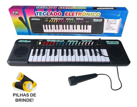 Piano Infantil Teclado Instrumento Musical Brinquedo Com Microfone Luz E 10  Sons E Ritmos em Promoção na Americanas