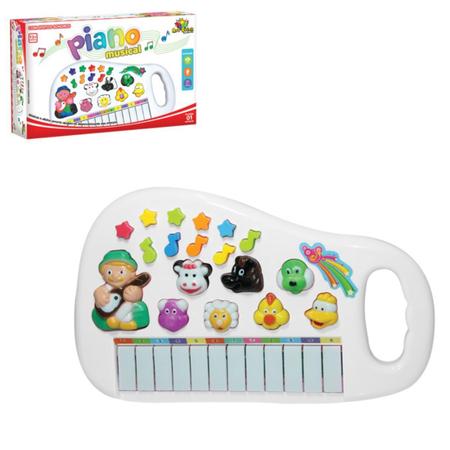 Piano Teclado Musical Infantil Fazendinha Imita Bichinhos