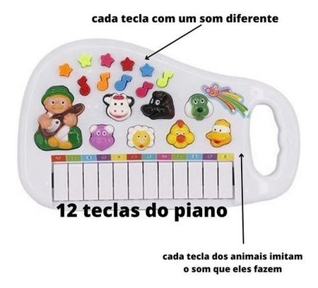 Piano infantil som bichos teclado brinquedo animais bebe