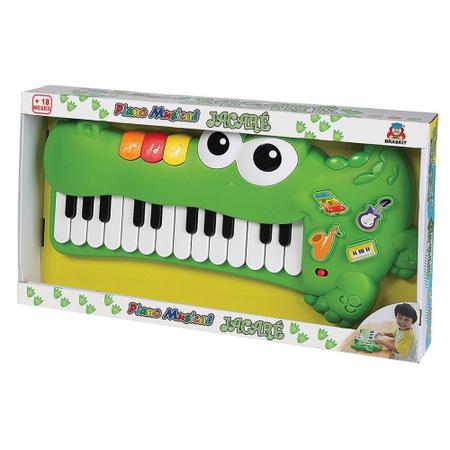 Piano Eletrônico Teclado Infantil Com Microfone Suporte Verde - Ri