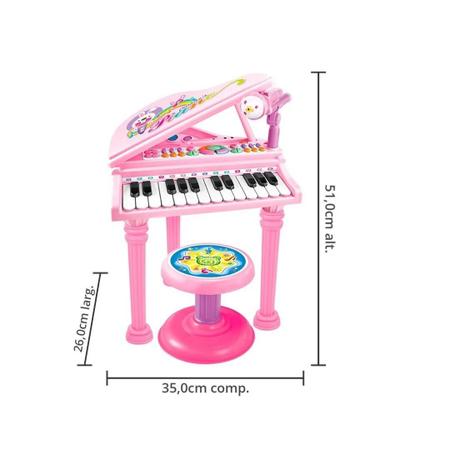 Piano de Madeira Acústico Infantil com 30 Teclas Rosa Instrumentos Musicais  Bambalalão Brinquedos Educativos