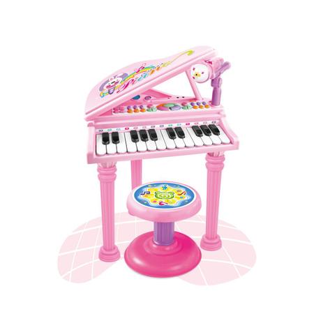 Teclado Infantil Rosa, Microfone Musical Robusto Universal