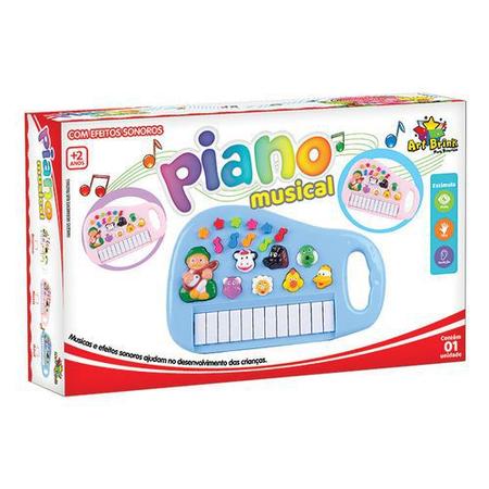 Piano Teclado Animal Brinquedo Infantil Sons Fazenda Sitio - ROSA