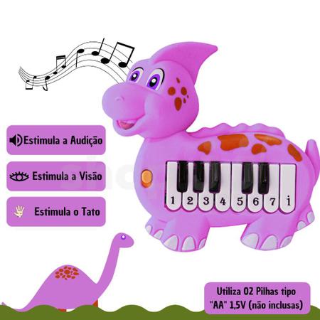 Imagem de Piano Musical Instrumento Brinquedo Colorido Bebê Dinossauro