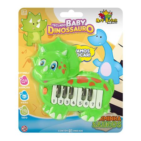 Imagem de Piano Musical Instrumento Brinquedo Colorido Bebê Dinossauro