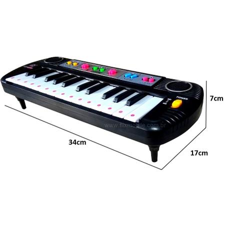 Piano Teclado Musical Karaokê Infantil com 25 Teclas e Microfone para  Iniciantes