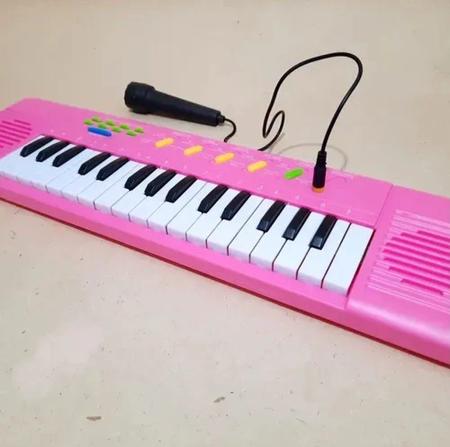 Piano Teclado Infantil com 31 Teclas, Microfone e Banco para Crianças de 3  Anos, OKREVIEW, Rosa