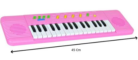 Teclado Piano Infantil Com Microfone Rosa em Promoção na