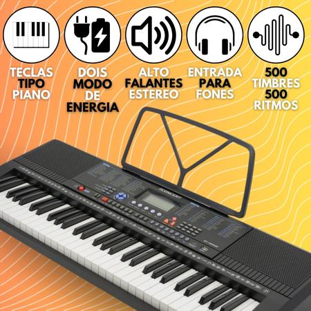 Imagem de Piano musical teclado 61 teclas sensitivas 500 timbres MXT