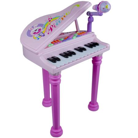 Piano Infantil Rosa Menina Musical Microfone Teclado em Promoção