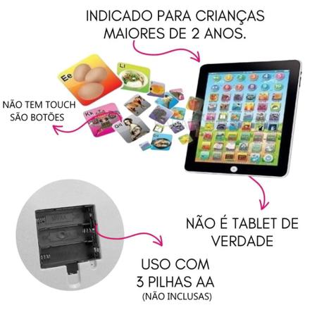 Piano Tablet 62 Teclas Jogos Perguntas Palavras Alfabeto Educativo Rosa -  Art Brink - Piano / Teclado de Brinquedo - Magazine Luiza