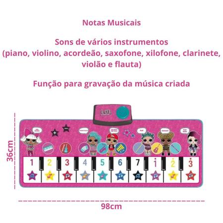 Teclado Piano Musical Educativo Brinquedo Infatil com 13 Teclas  Interatiuvas (Rosa)