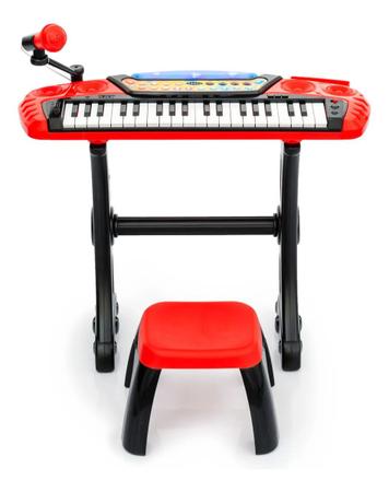 Teclado musical infantil com banco, microfone e 24 músicas pré-gravadas, TECLADOS