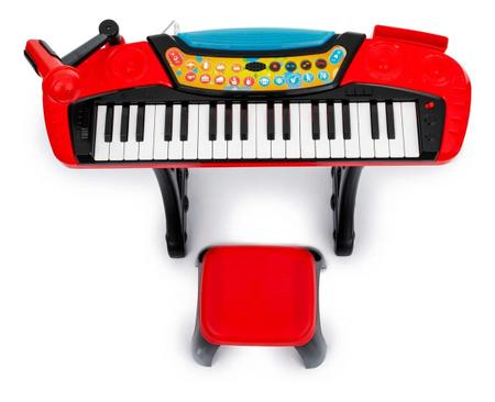 Piano Teclado Infantil com 31 Teclas, Banco, Microfone e Modo