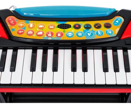 Teclado musical infantil com banco, microfone e 24 músicas pré-gravadas, TECLADOS