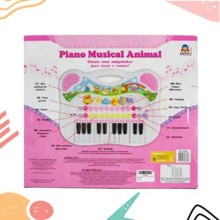 Instrumentos Musicais - Piano Musical Animal Rosa - 6408 Braskit