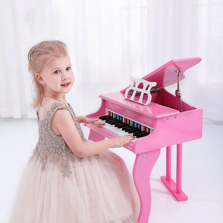 Mini Piano de Cauda Infantil - 30 Teclas - Turbinho - Cor Branco