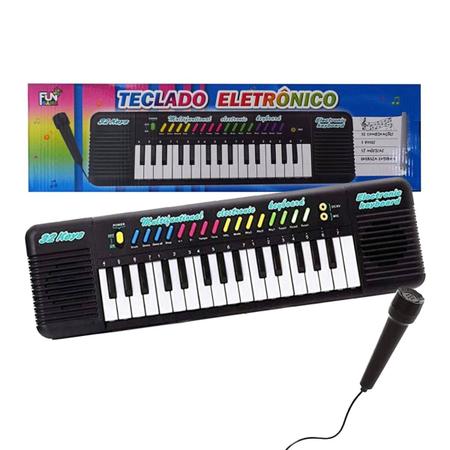 Brinquedo Piano Teclado Infantil Microfone Cantar Musica em