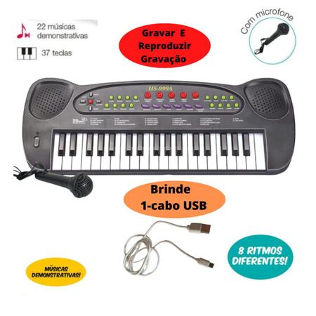 Teclado Infantil Com Microfone + Cabo Usb - 37 Teclas