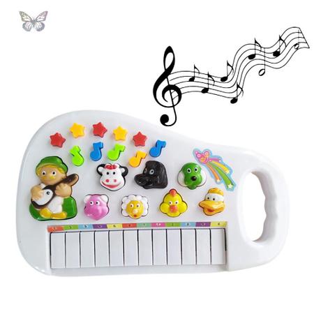 Piano Infantil Teclado Musical de Brinquedo Educativo Para Bebe Crianças  Pequenas 3 anos Fazendinha Sons de Animais