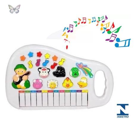 Piano Musical Infantil Fazendinha Brinquedo Educativo Teclado Animais Música  Divertido