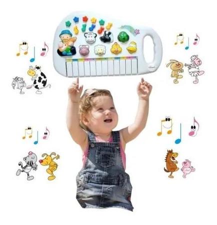 Piano Teclado Infantil Sons de animais e musicas 12 Teclas