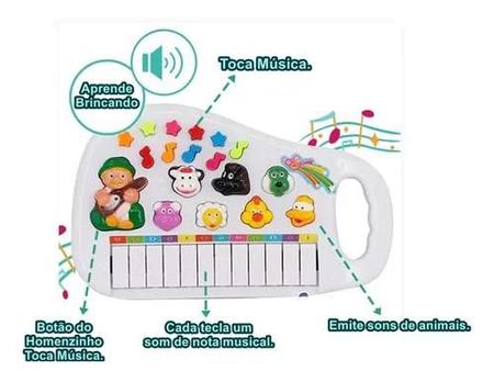 Piano Teclado Infantil Sons de animais e musicas 12 Teclas