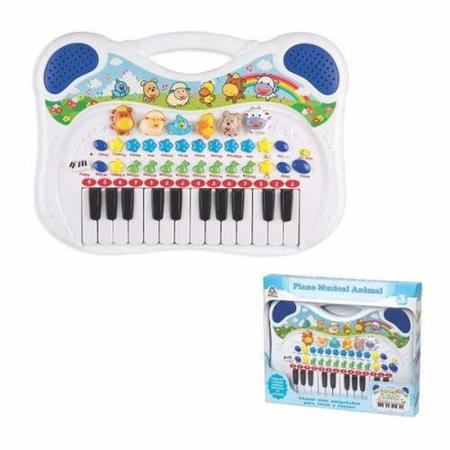 Teclado Infantil Piano Eletronico C/ Microfone E Luz Azul