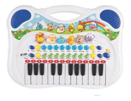 Piano teclado musical animal fazendinha azul rosa braskit