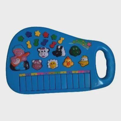 Imagem de Piano Teclado Musical Bichos Infantil Sons Eletronicos(azul)