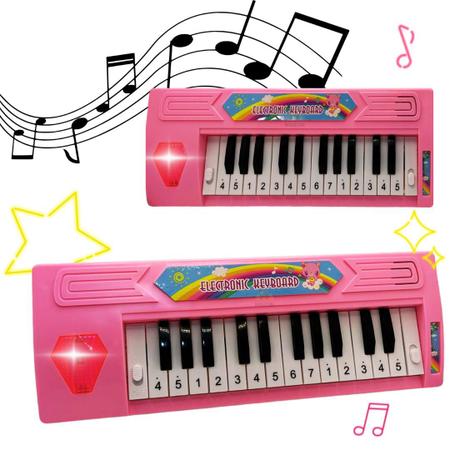 Teclado Piano Musical Infantil Rosa - HBUG003