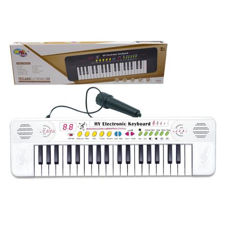 Imagem de Piano Teclado Musical Infantil Sons Luz Eletrônico 37 Teclas