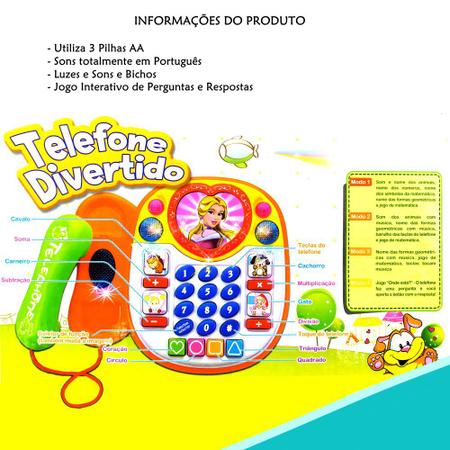 Piano Telefone Musical Infantil que fala o nome do bicho em Português Luz e  Jogo de Perguntas - DM BRASIL - Piano / Teclado de Brinquedo - Magazine  Luiza