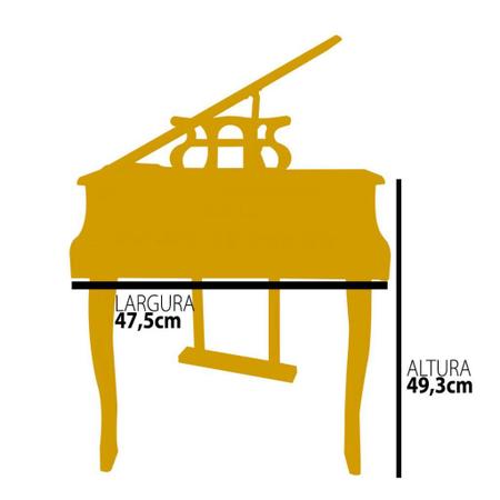 Mini Piano de Cauda Infantil - 30 Teclas - Turbinho - Cor Preto - TURBO  MUSIC INSTRUMENTOS MUSICAIS