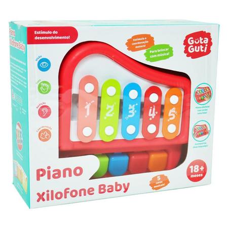 Xilofone E Piano De Brinquedo Infantil Criança Com Partitura Cor