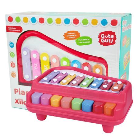 Xilofone E Piano De Brinquedo Infantil Criança Com Partitura Cor