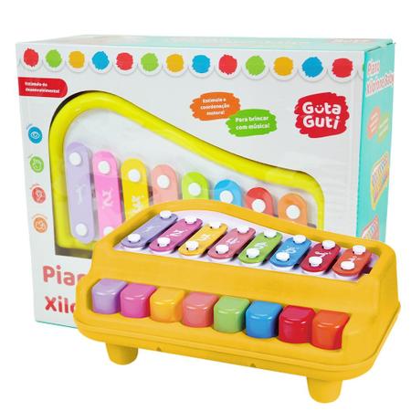 Piano com alça Baby Musical com Sons de Bichos e Jogos Amarelo Divertido -  DM Toys - Piano / Teclado de Brinquedo - Magazine Luiza