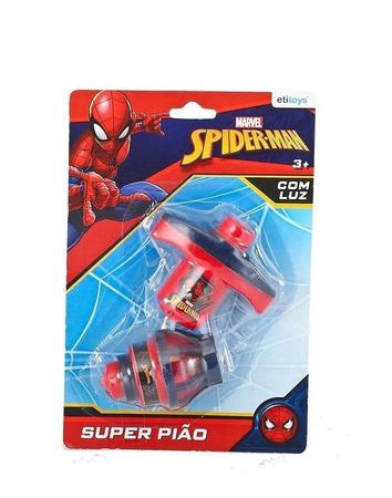 Imagem de Pião Aperta Lançar Spiderman Homem Aranha Brinquedo Com Luz