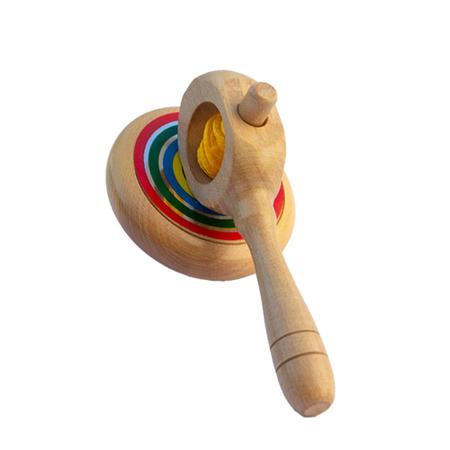 1 Pcs Brinquedo De Madeira Para Crianças Peão Giratório Manual De