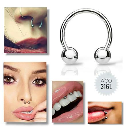 Piercing Kit 10un Ferradura Orelha Boca Septo Aço Cirúrgico