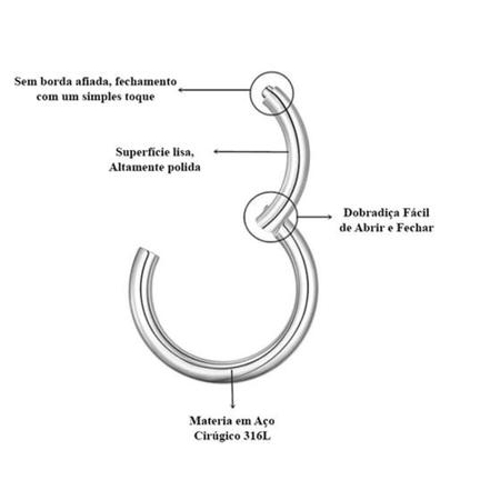 Piercing helix aço cirúrgico - Prata Do Cerrado