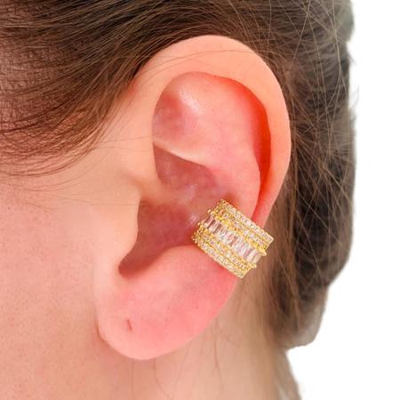 Imagem de Piercing de Orelha Falso Cartilagem Conch Zircônias Cravejadas Banhado a Ouro 18k