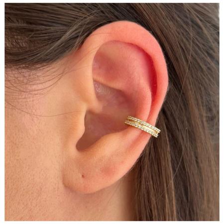Imagem de Piercing de Orelha Falso Fake Conch Cartilagem Zircônia Banhado a Ouro 18k
