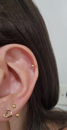 Piercing De Orelha Reto Bolinha 3mm Ouro 18k 750