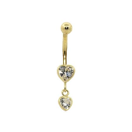 Piercing Umbigo Duplo Coração Zircônia: Elegância