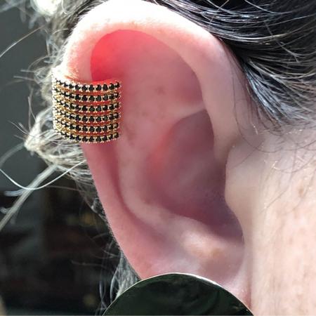 Piercing Orelha Hélix Cravejado (Pressão) UNIDADE Folheado a Ouro 18k